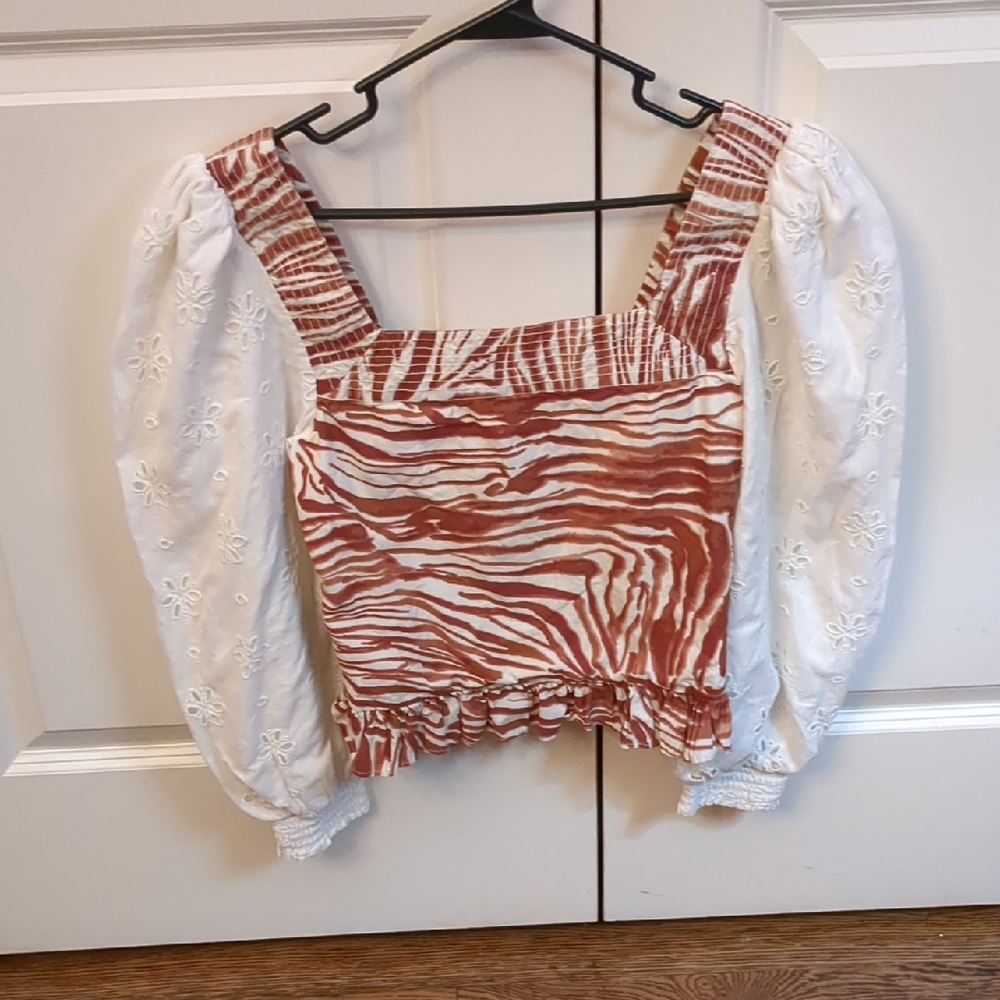 Love The Label Zebra Print And Eyelet Sleeves